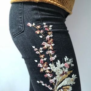 Distressed Embroidered Jeans